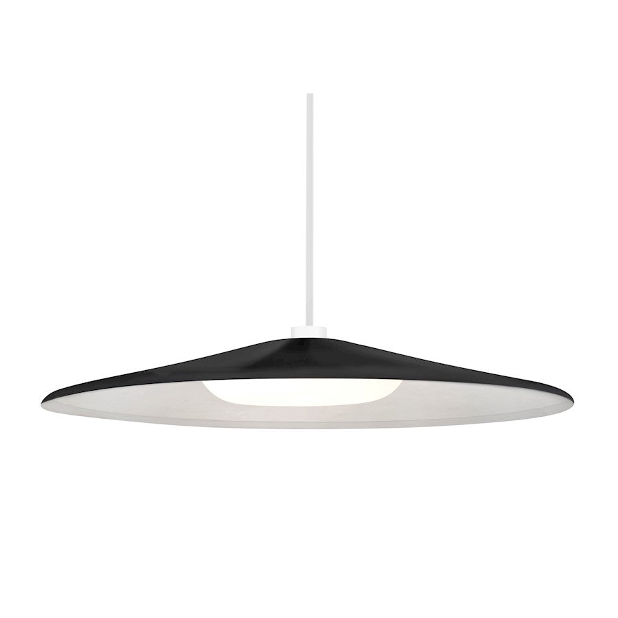 Besa Lighting Swan 24in 1-Light LED Pendant | White and Black Glass | Kitchen Island & Dining Room | 24.75 x 24.75 x 3.25 in | Model 1TT-SWANBK-LED-WH
