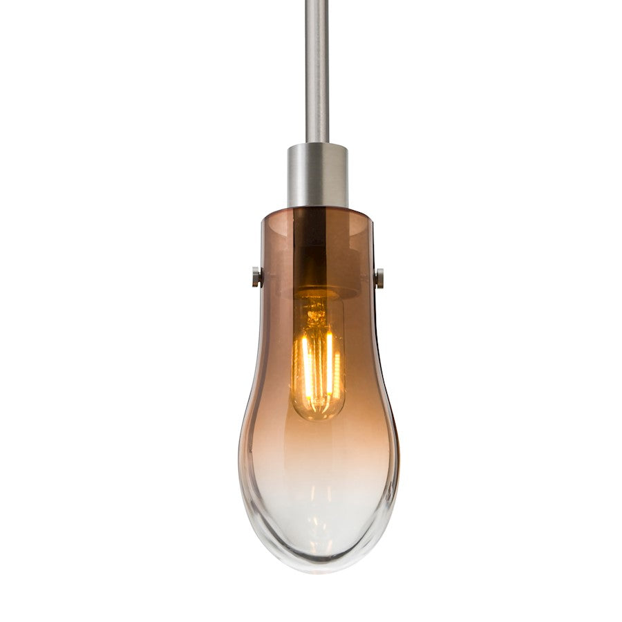 Besa Wish 6in 1-Light Stem Pendant | Transitional Satin Nickel and Beige Glass | Kitchen Island & Dining Room | 3 x 3 x 6 in | Model 1TT-WISHAM-SN