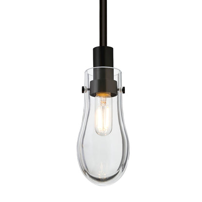 Besa Lighting Wish 1 Light Stem Pendant, Black/Clear - 1TT-WISHCL-BK