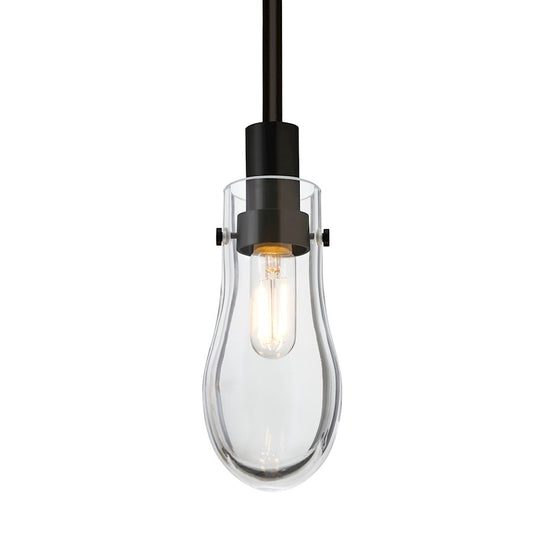Besa Lighting Wish 1 Light Stem Pendant, Black/Clear - 1TT-WISHCL-BK