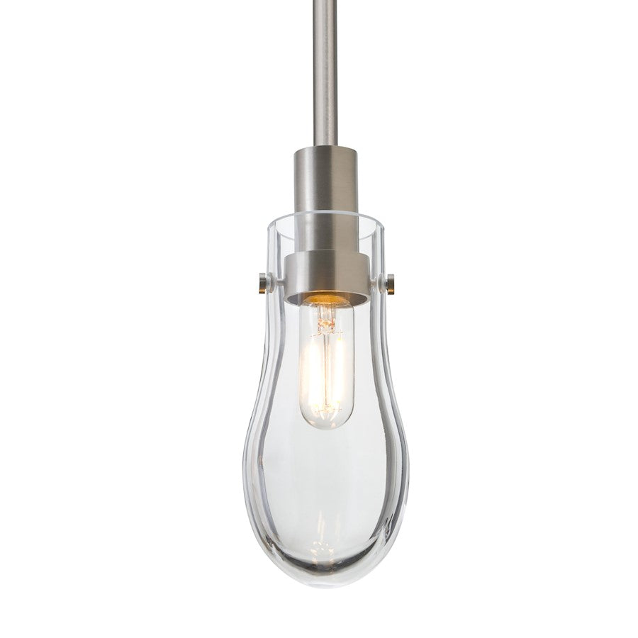 Besa Wish 3in 1-Light Stem Pendant | Transitional Satin Nickel and Clear Glass | Kitchen Island & Dining Room | 3 x 3 x 6 in | Model 1TT-WISHCL-SN