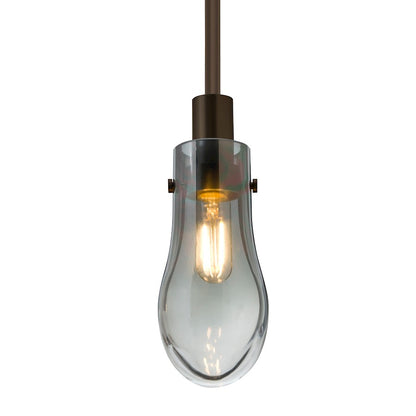 Besa Wish 3in 1-Light LED Stem Pendant | Transitional Bronze and Gray Glass | Kitchen Island & Dining Room | 3 x 3 x 6 in | Model 1TT-WISHSM-EDIL-BR