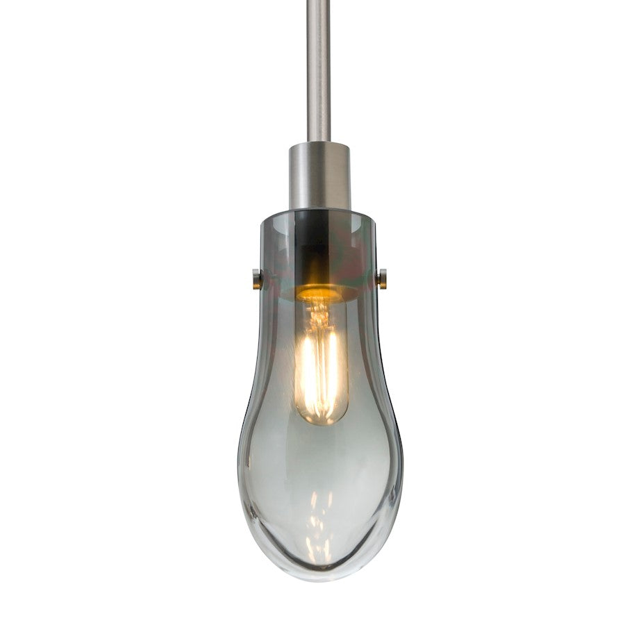 Besa Wish 3in 1-Light LED Stem Pendant | Transitional Satin Nickel and Gray Glass | Kitchen Island & Dining Room | Model 1TT-WISHSM-EDIL-SN