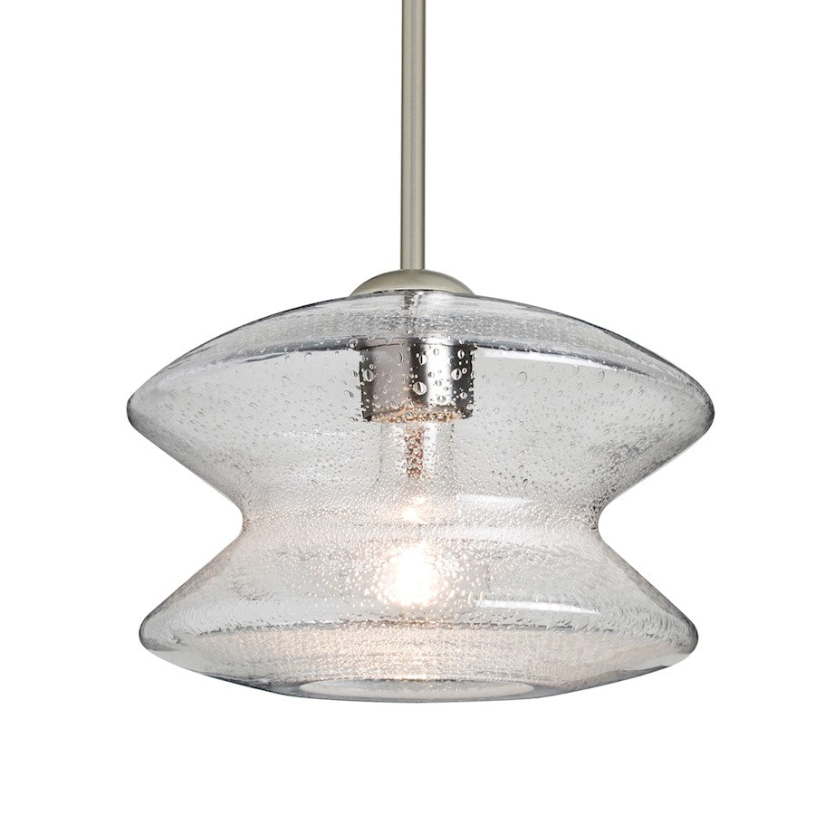 Besa Lighting Zen 9in 1-Light Stem Pendant | Transitional Satin Nickel and Clear Glass | Kitchen Island & Dining Room | Model 1TT-ZENCL-SN