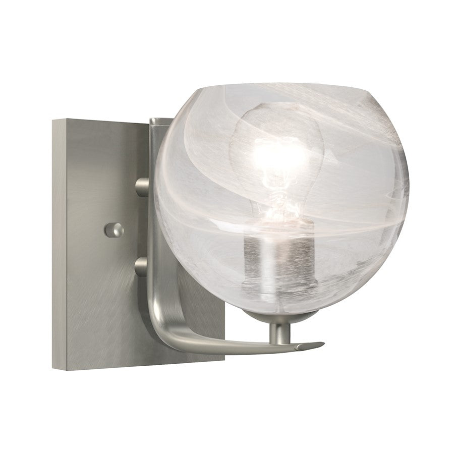 Besa Lighting Jilly 7in 1-Light Vanity Light | Contemporary Satin Nickel and Clear Glass | Bathroom & Powder Room | Model 1WC-JILLYCL-SN