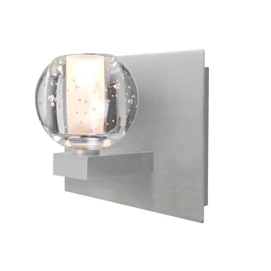 Besa Lighting Boca 3 1-Light LED Vanity | Modern Satin Nickel and Clear Bubble Glass | Bathroom & Powder Room | Model 1WF-BOCABB-LED-SN