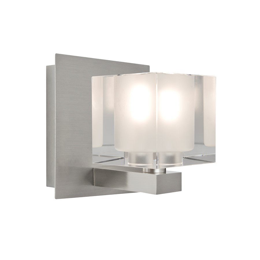 Besa Lighting Bolo 5in 1-Light LED Bathroom Vanity | Modern Satin Nickel and Clear Glass | Bathroom & Powder Room | Model 1WF-BOLOFR-LED-SN