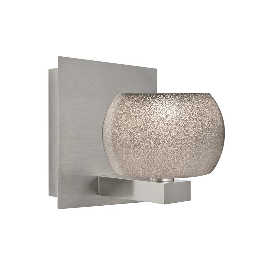 Besa Lighting Keno 5in 1-Light LED Bathroom Vanity | Contemporary Satin Nickel and Gray Glass | Bathroom Vanity | Model 1WF-KENOSM-LED-SN