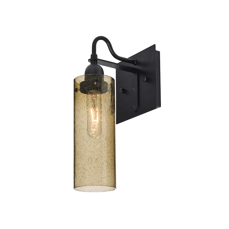 Besa Lighting Juni 10 1-Light Wall Sconce | Transitional Black and Beige Glass | Bedroom & Hallway Accent Light | Model 1WG-JUNI10LT-BK