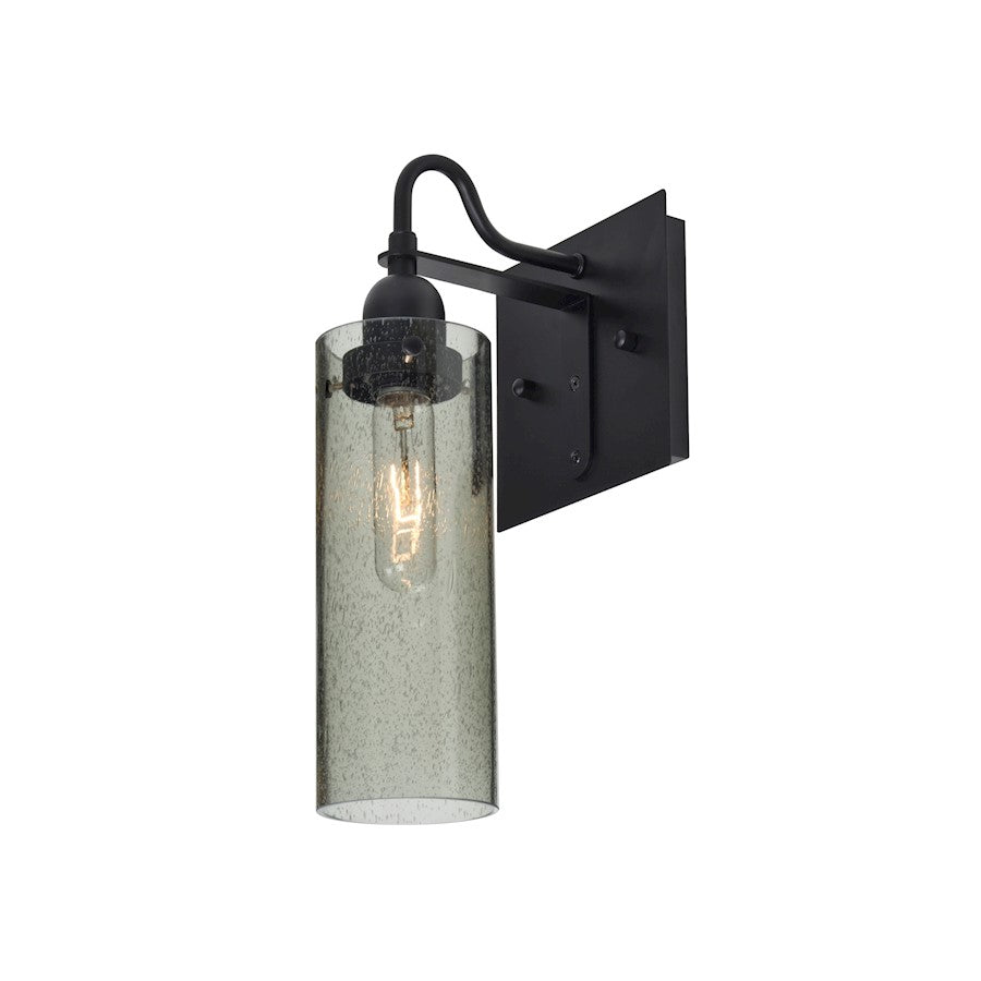 Besa Lighting Juni 10 7in 1-Light Wall Sconce | Transitional Black and Green Glass | Hallway & Bedroom Accent | Model 1WG-JUNI10MS-BK