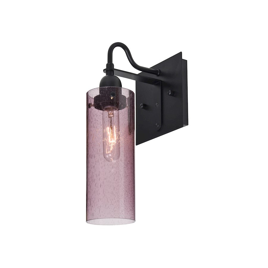 Besa Lighting Juni 10 7in 1-Light Wall Sconce | Transitional Black and Purple Glass | Hallway & Bedroom Accent | Model 1WG-JUNI10PL-BK