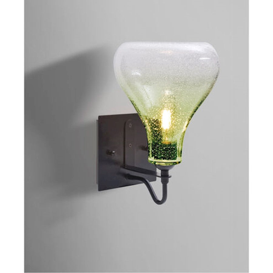 Besa Lighting Melo 1-Light LED Wall Sconce | Farmhouse Modern Black and Blue Glass | Bathroom & Hallway Accent | Model 1WG-MELOBL-EDIL-BK