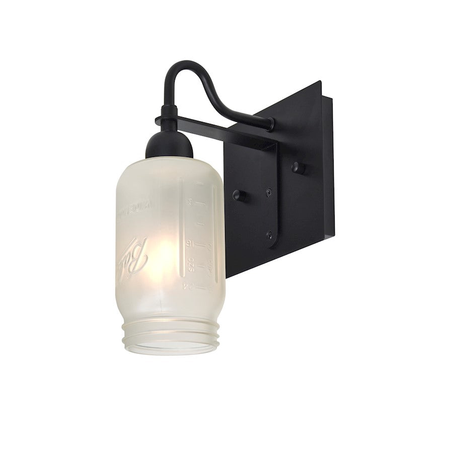 Besa Lighting Milo 4 1-Light Wall Sconce | Rustic Black and White Glass | Hallway & Bedroom Accent | 7.25 x 5.9 x 10.75 in | Model 1WG-MILO4WF-BK