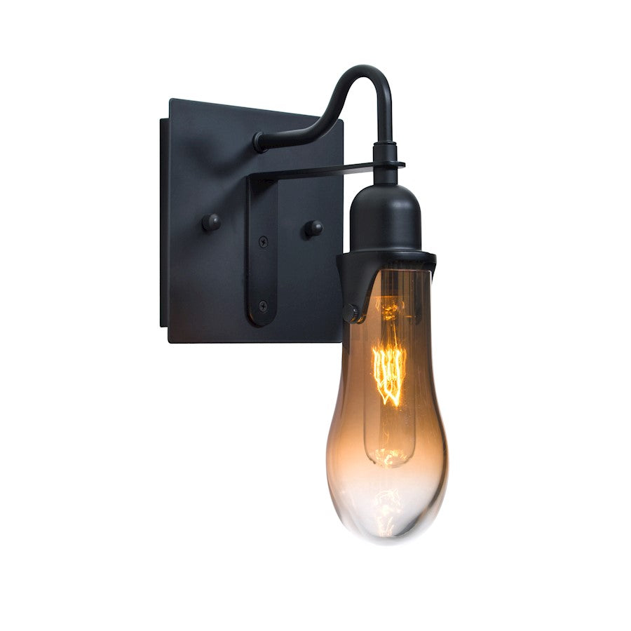 Besa Lighting Wish 1-Light Wall Sconce | Transitional Black and Beige Glass | Hallway & Bedroom Accent | 6.5 x 5.9 x 11.5 in | Model 1WG-WISHAM-BK
