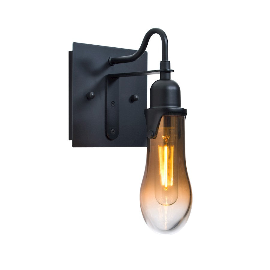 Besa Lighting Wish 1-Light LED Wall Sconce | Transitional Black and Beige Glass | Hallway & Bedroom Accent | Model 1WG-WISHAM-EDIL-BK