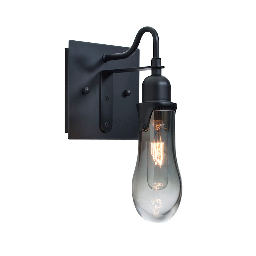 Besa Lighting Wish 1-Light Wall Sconce | Transitional Black and Gray Glass | Bedroom & Hallway Accent Light | Model 1WG-WISHSM-BK