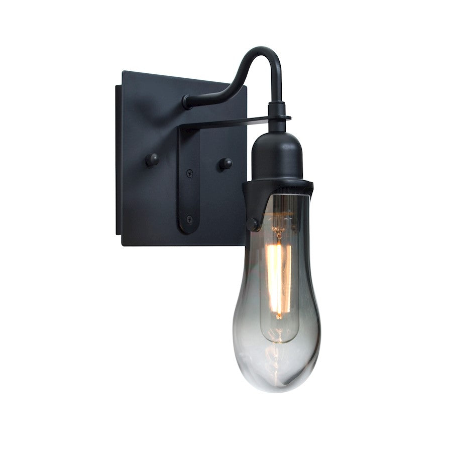 Besa Lighting Wish 1-Light LED Wall Sconce | Transitional Black and Gray Glass | Bedroom & Hallway Accent Light | Model 1WG-WISHSM-EDIL-BK