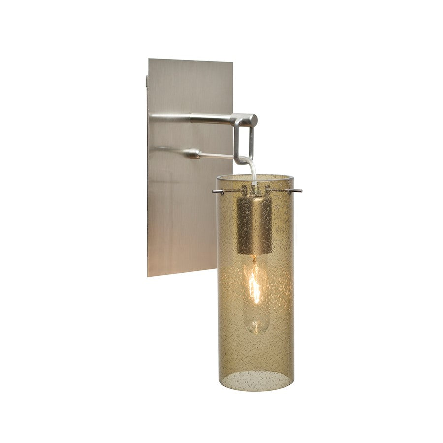 Besa Lighting Juni 10 1-Light Wall Pendant | Transitional Satin Nickel and Beige Glass | Hallway & Bedroom Accent | Model 1WP-JUNI10LT-SN