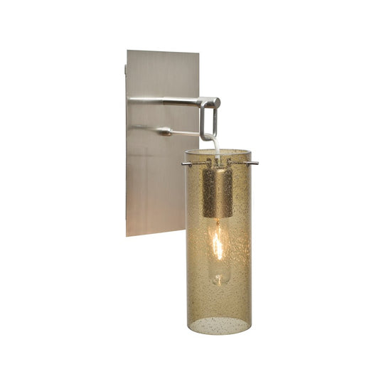 Besa Lighting Juni 10 1-Light Wall Pendant | Transitional Satin Nickel and Beige Glass | Hallway & Bedroom Accent | Model 1WP-JUNI10LT-SN