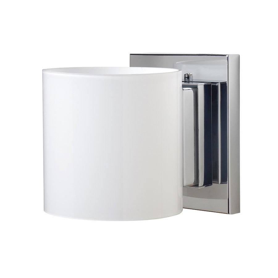 Besa Lighting Pogo 6in 1-Light LED Wall Sconce | Contemporary Chrome and White Opal Glass | Bathroom & Hallway | Model 1WS-718006-LED-CR
