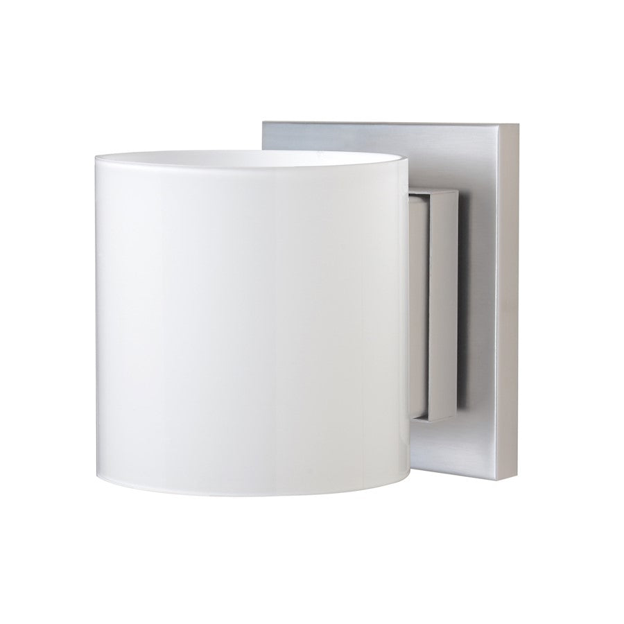 Besa Lighting Pogo 6in 1-Light LED Wall Sconce | Contemporary Satin Nickel and White Opal Glass | Bathroom & Hallway | Model 1WS-718006-LED-SN