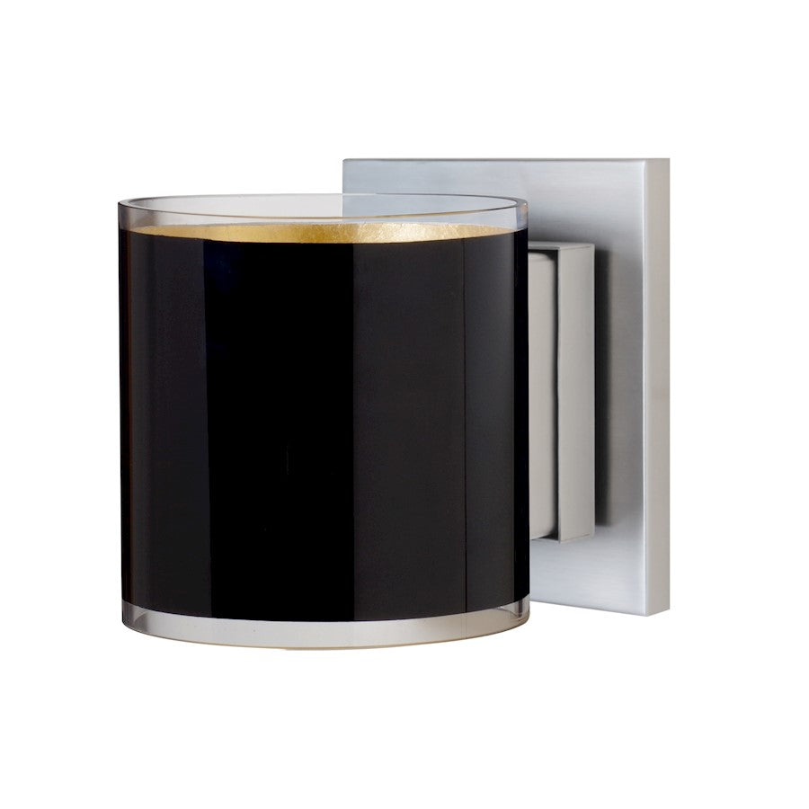 Besa Lighting Pogo 6in 1-Light Wall Sconce | Contemporary Satin Nickel and Gold Foil Glass | Hallway & Bathroom Vanity | Model 1WS-7180GF-SN