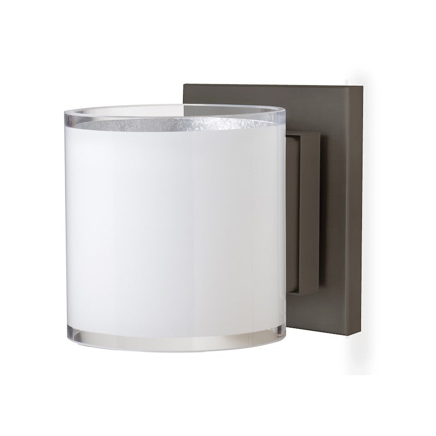 Besa Lighting Pogo 6in 1-Light Wall Sconce | Contemporary Bronze and White Foil Glass | Hallway & Bathroom Vanity | Model 1WS-7180SF-BR