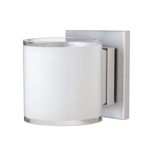Besa Lighting Pogo 6in 1-Light Wall Sconce | Contemporary Satin Nickel and White Glass | Bedroom & Hallway Accent Light | Model 1WS-7180SF-SN