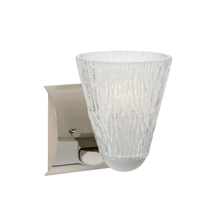 Besa Lighting Nico 5 1-Light Wall Sconce | Contemporary Chrome and Crystal Glass | Bathroom & Powder Room | Model 1WZ-NICO5GL-CR