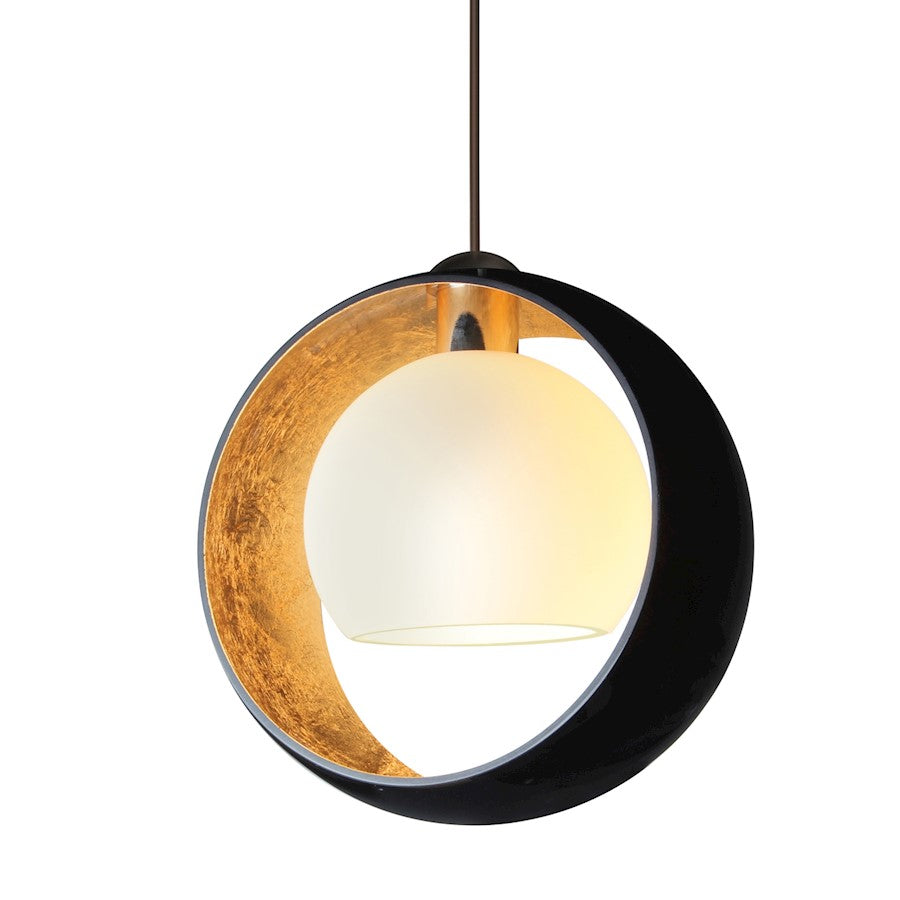 Besa Lighting Pogo 6in 1-Light Cord Pendant | Modern Bronze and Gold Glass | Kitchen Island & Dining Room | 6.25 x 6.25 in | Model 1XT-4293GF-BR