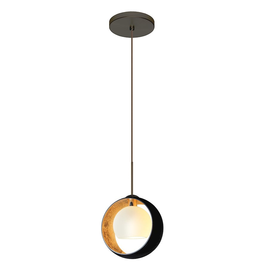 Besa Lighting Pogo 6in 1-Light Cord Pendant | Modern Bronze and Gold Glass | Kitchen Island & Dining Room | 6.25 x 6.25 in | Model 1XT-4293GF-BR