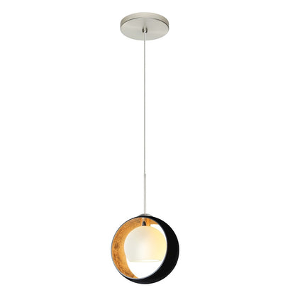 Besa Lighting Pogo 6in 1-Light Pendant | Modern Satin Nickel and Gold Foil Glass | Kitchen Island & Dining Room | 6.25 x 6.25 in | Model 1XT-4293GF-SN