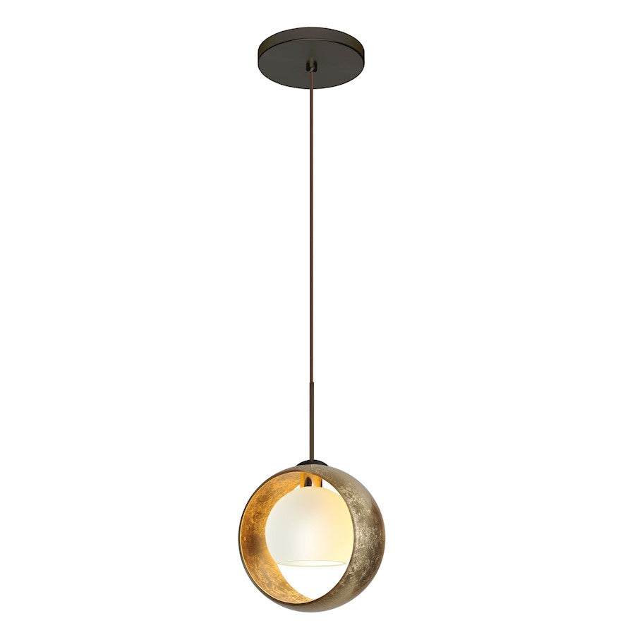 Besa Lighting Pogo 6in 1-Light LED Pendant | Modern Bronze and Gold Foil Glass | Kitchen Island & Dining Room | Model 1XT-4293GG-LED-BR