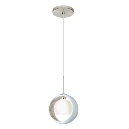 Besa Lighting Pogo 6in 1-Light LED Pendant | Modern Satin Nickel and White Glass | Kitchen Island & Dining Room | 6 x 6 in | Model 1XT-4293SF-LED-SN