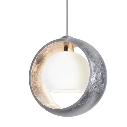 Besa Lighting Pogo 6in 1-Light Cord Pendant | Modern Satin Nickel and Silver Glass | Kitchen Island & Dining Room | Model 1XT-4293SS-SN