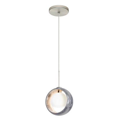 Besa Lighting Pogo 6in 1-Light Cord Pendant | Modern Satin Nickel and Silver Glass | Kitchen Island & Dining Room | Model 1XT-4293SS-SN