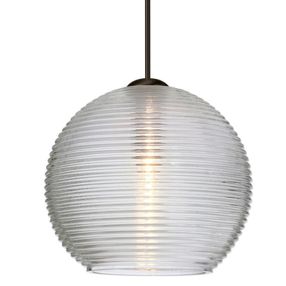 Besa Lighting Kristall 6 6in 1-Light Cord Pendant | Contemporary Bronze and Clear Glass | Kitchen Island & Dining Room | Model 1XT-461500-BR