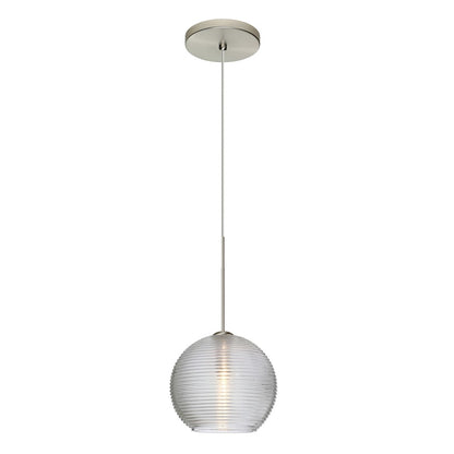 Besa Lighting Kristall 6 6in 1-Light LED Cord Pendant | Contemporary Satin Nickel and Clear Glass | Kitchen Island & Dining | Model 1XT-461500-LED-SN