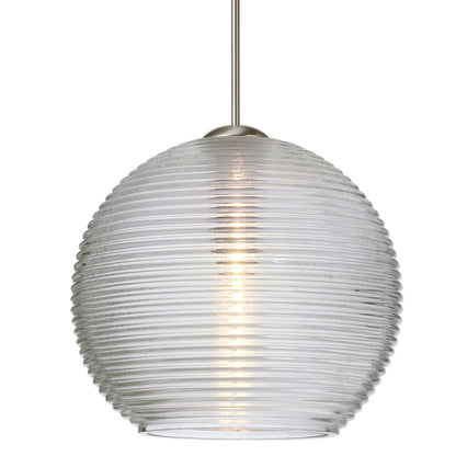 Besa Lighting Kristall 6 6in 1-Light Pendant | Contemporary Satin Nickel and Clear Glass | Kitchen Island & Dining Room | Model 1XT-461500-SN