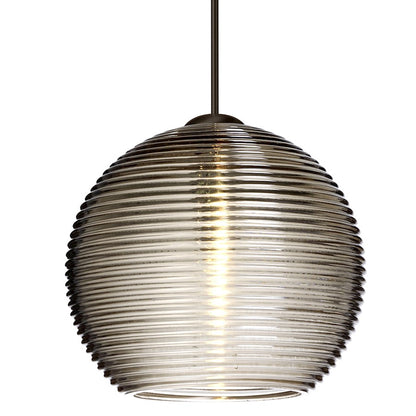 Besa Lighting Kristall 6 6in 1-Light LED Pendant | Contemporary Bronze and Gray Glass | Kitchen Island & Dining Room | Model 1XT-461502-LED-BR