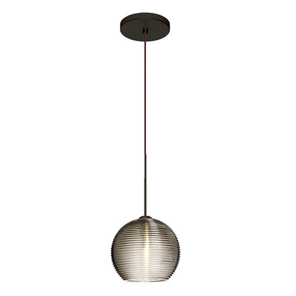 Besa Lighting Kristall 6 6in 1-Light LED Pendant | Contemporary Bronze and Gray Glass | Kitchen Island & Dining Room | Model 1XT-461502-LED-BR