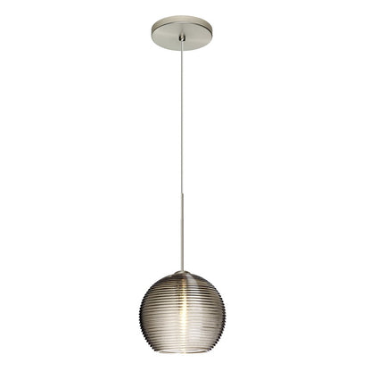 Besa Lighting Kristall 6 6in 1-Light LED Pendant | Contemporary Satin Nickel and Gray Glass | Kitchen Island & Dining Room | Model 1XT-461502-LED-SN
