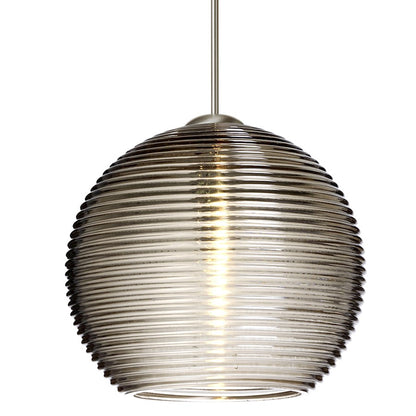 Besa Lighting Kristall 6 6in 1-Light Pendant | Contemporary Satin Nickel and Gray Glass | Kitchen Island & Dining Room | Model 1XT-461502-SN
