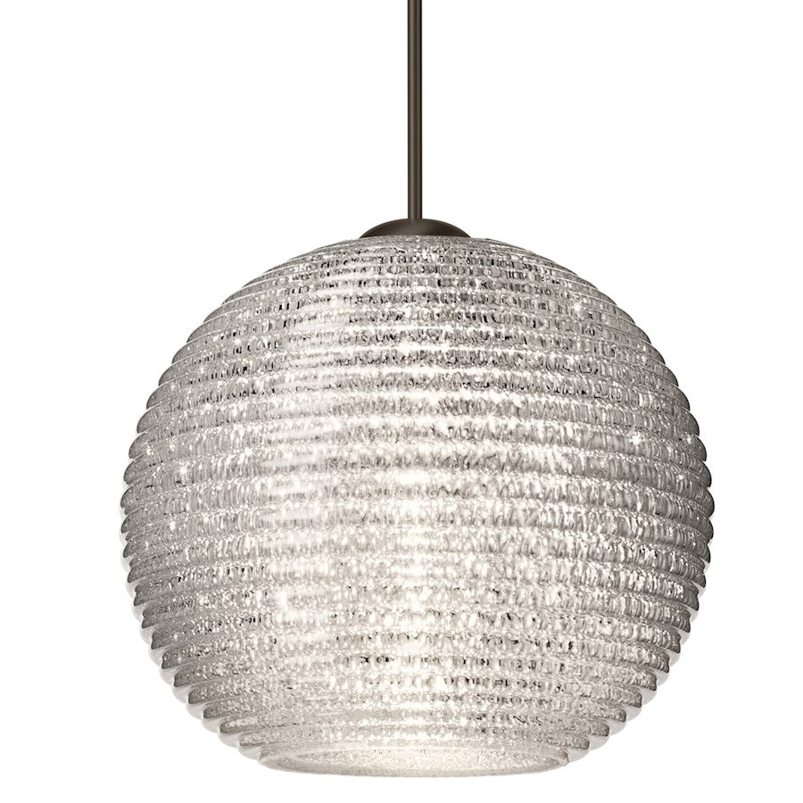 Besa Lighting Kristall 6 6in 1-Light Pendant | Contemporary Bronze and Crystal Glass | Kitchen Island & Dining Room | Model 1XT-4615GL-BR
