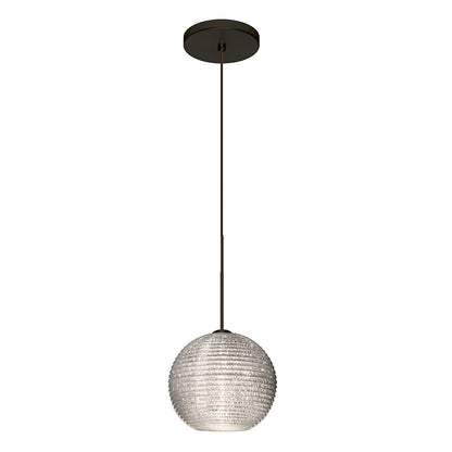 Besa Lighting Kristall 6 6in 1-Light Pendant | Contemporary Bronze and Crystal Glass | Kitchen Island & Dining Room | Model 1XT-4615GL-BR