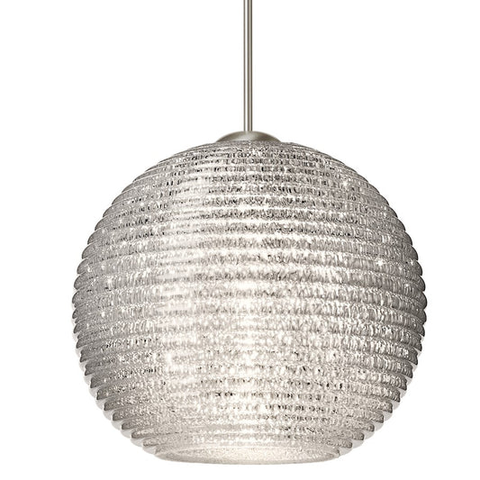 Besa Lighting Kristall 6 1-Light Cord Pendant | Contemporary Satin Nickel and Crystal Glass | Kitchen Island & Dining Room | Model 1XT-4615GL-SN