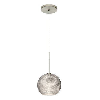 Besa Lighting Kristall 6 1-Light Cord Pendant | Contemporary Satin Nickel and Crystal Glass | Kitchen Island & Dining Room | Model 1XT-4615GL-SN
