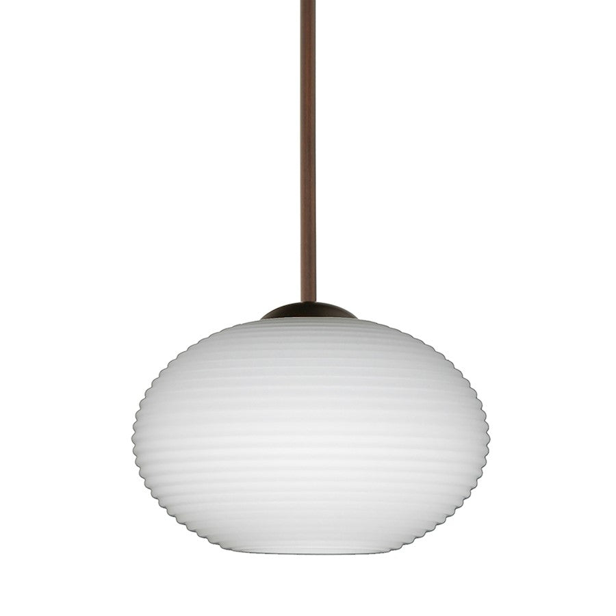 Besa Lighting Lasso 1-Light Cord Pendant | Contemporary Bronze and White Glass | Kitchen Island & Dining Room | 4 x 3 in | Model 1XT-561207-BR