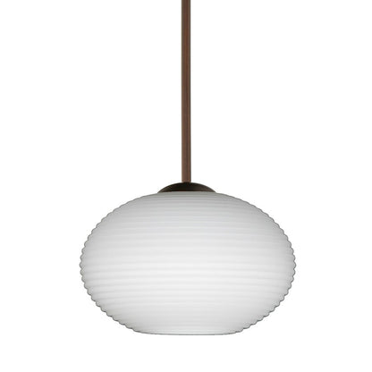 Besa Lighting Lasso 1-Light Cord Pendant | Contemporary Bronze and White Glass | Kitchen Island & Dining Room | 4 x 3 in | Model 1XT-561207-BR