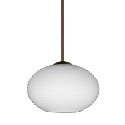 Besa Lighting Lasso 1-Light LED Cord Pendant | Contemporary Bronze and White Glass | Kitchen Island & Dining Room | 4 x 3 in | Model 1XT-561207-LED-BR